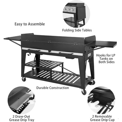 8-Burner Gas Grill, 104,000 BTU Liquid Propane Grill, Independently Controlled Dual Systems, Outdoor Party or Backyard BBQ