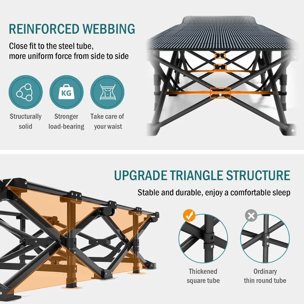 Cot for Adults, Folding Bed with Comfortable Cushion, Tent Portable Sleeping Bed with Carry Bag for Camp Office Use Outdoor Cot