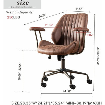 Home Office Desk Chair Computer Chair Office Chair with Mid Back Support Armrest Executive Rolling Swivel Height Adjustable Task