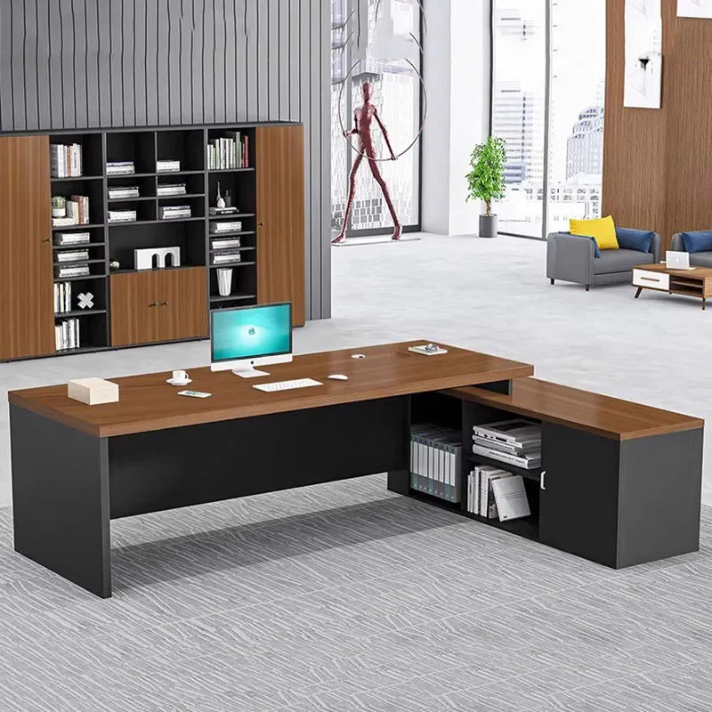 Drawers Corner Office Desk Dark European L Shaped European Computer Desks Laptop Metal Escritorios De Ordenador Modern Furniture