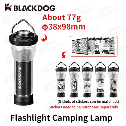 Naturehike Black Dog Outdoor Portable Flashlight Ultralight 8H Lighting Time Ipx4 Waterproof Adjustable Camping Tent Night Lamp