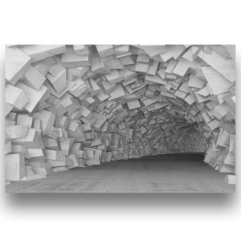 Three-dimensional pumping space extension tunnel brick wall custom 3D mural wallpaper self-adhesive wallpaper bedroom living roo