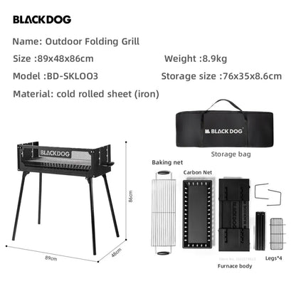 Naturehike-Blackdog Outdoor Folding Barbecue Stove Camping Portable BBQ Grill Multi Person Picnic Oven Travel Barbecue Equipment