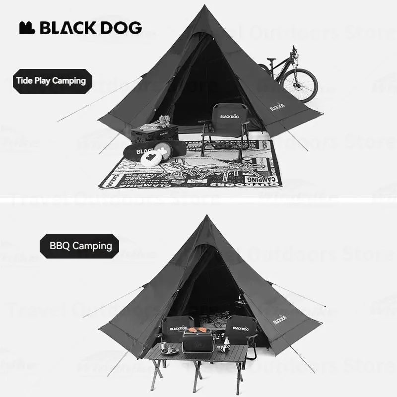 Naturehike-BLACKDOG Black Pyramid Tent Skirt With Snow Pu3000Mm Outdoor 4Season Camping Tent 150D Oxford Cloth Sunscreen Tent