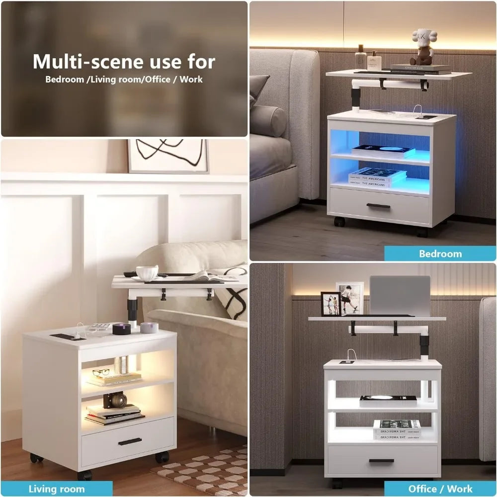 Night Stand for Bedroom Storage Furniture Living Room Laptop Tray Workstation Modern Bedside Table