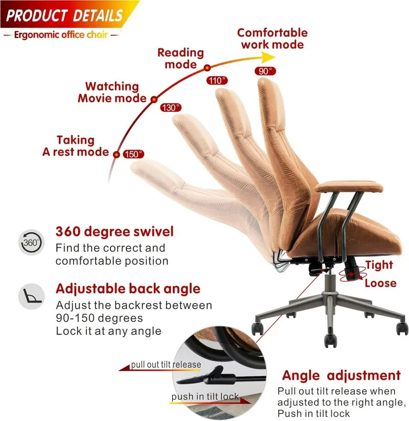 Office Chair Home Office Desk Chair Modern Computer Chair High Back Lumbar Support Executive