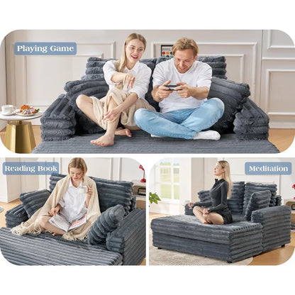 This is by far the ultimate nap station and the best sleep you will ever experience, 53 Inch Chaise Lounge Indoor, Upholstered Sofa Bed with Throw Pillows and Armrests, Sleeper Chair- Plush Chair Bed for Living Room